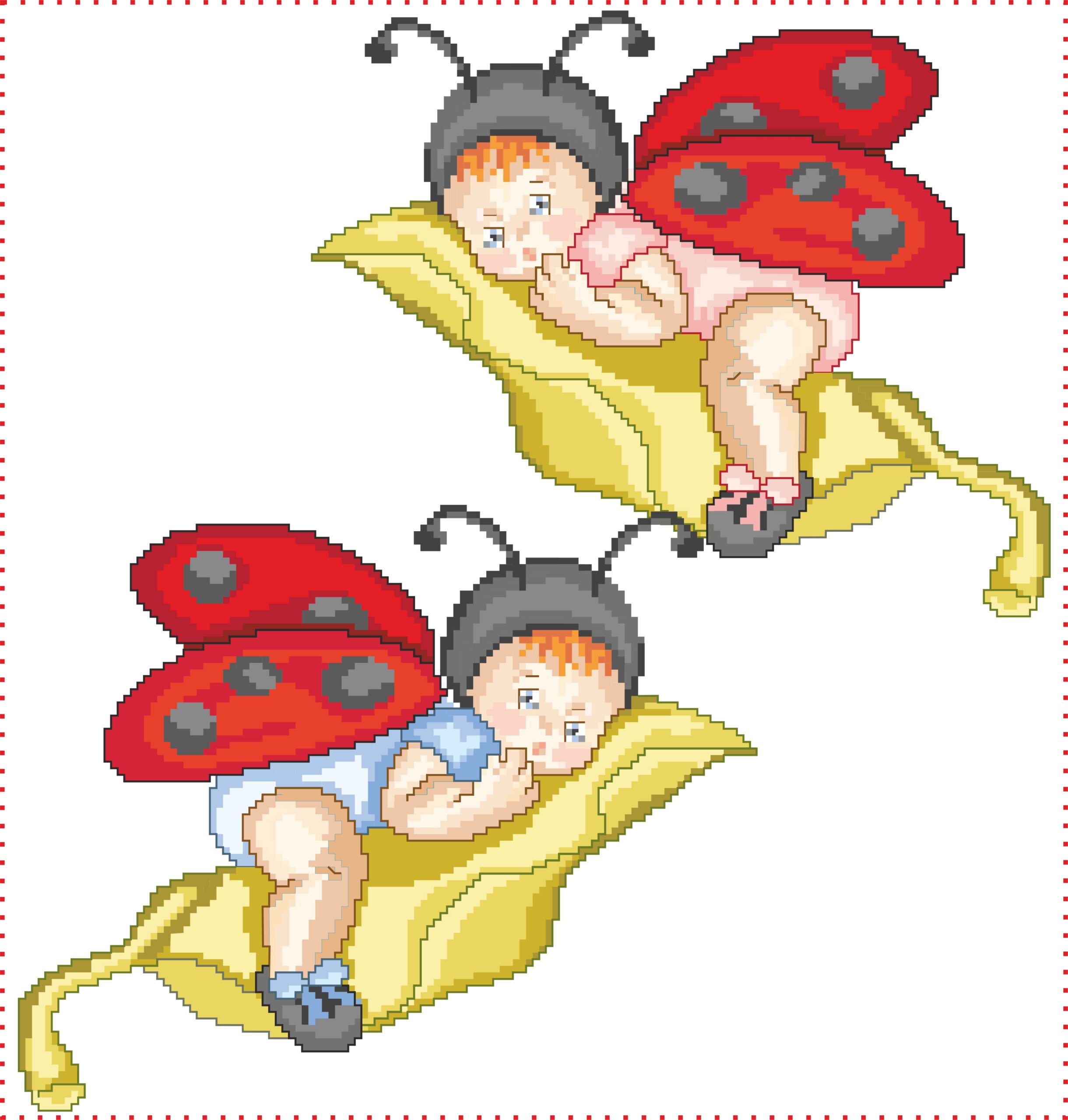 Schema Punto Croce Bambini Coccinella