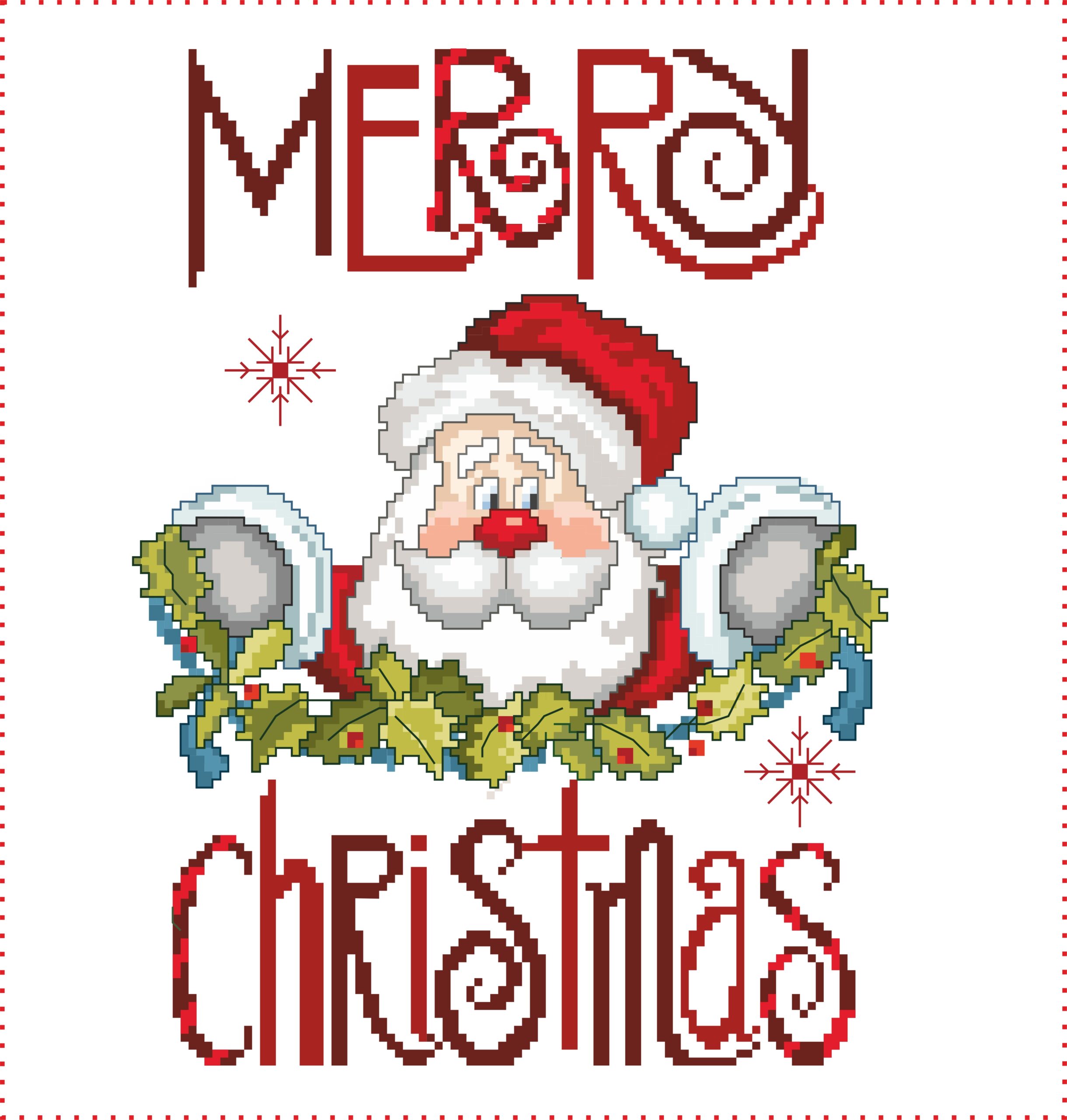 schema punto croce babbo Natale Xtmas