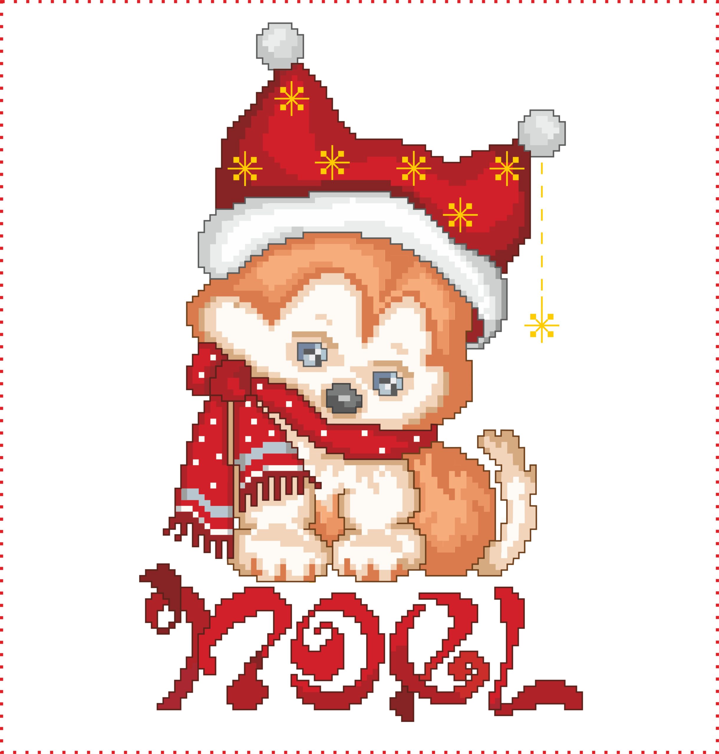 schema punto croce pdf Cagnolino Natalino